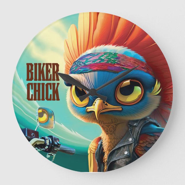 Biker Chick Wall Clock (Front)
