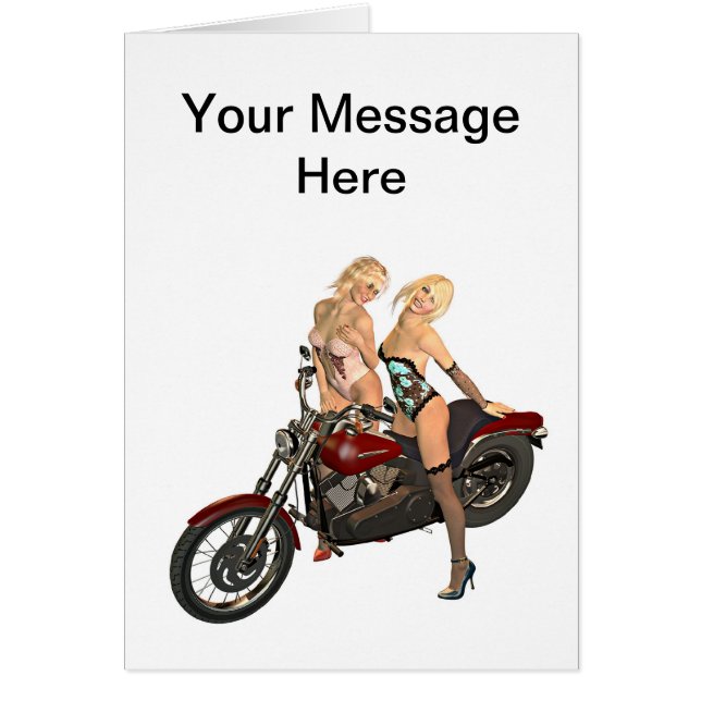 Biker chicks customisable card (Front)
