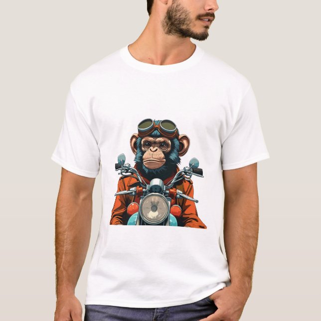 Biker Chimp Adventure T-Shirt (Front)