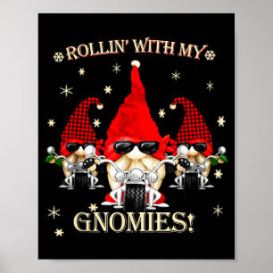 Biker Christmas Gnomes Biker Garden Christmas Gnom Poster