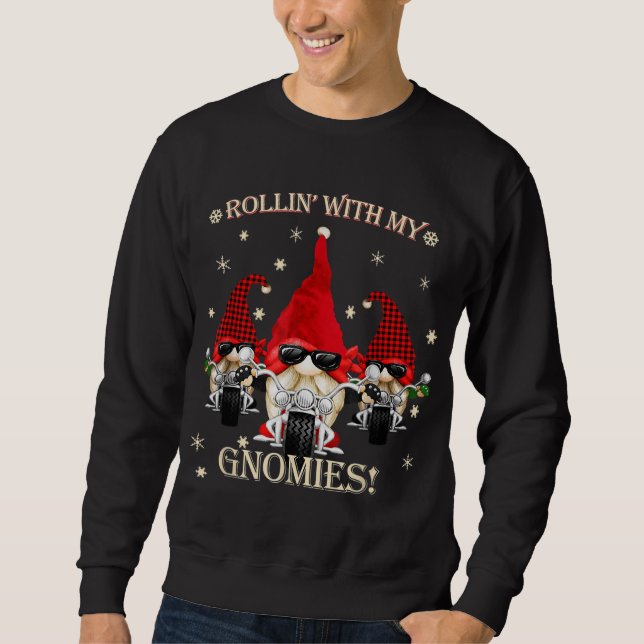 Biker Christmas gnomes Biker Garden Christmas Gnom Sweatshirt (Front)