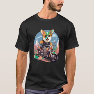 Biker Corgi Dog Riding Motorcycle T Shirt