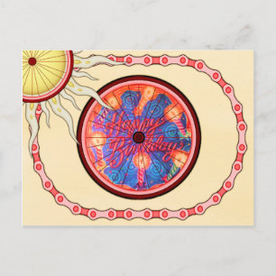 Biker Cyclist Happy Birthday Postcard