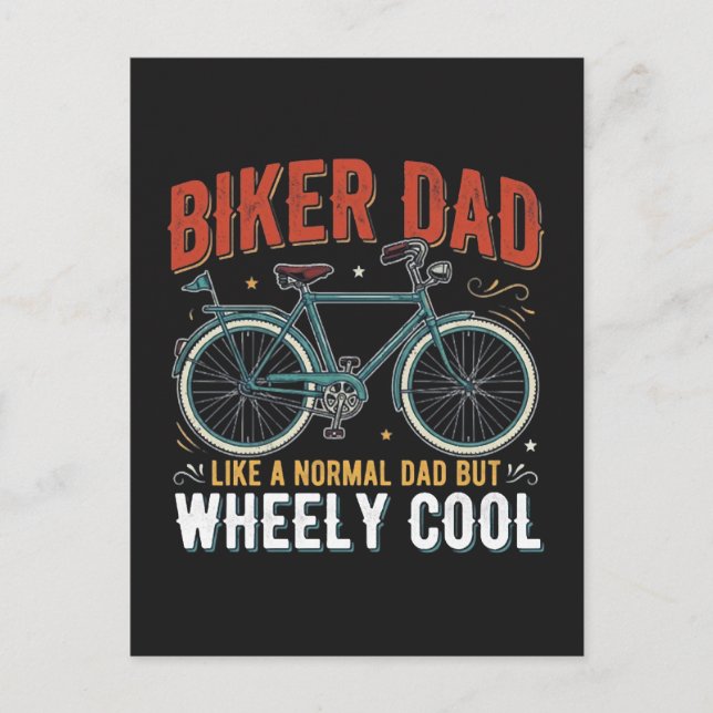 Biker Dad Like A Normal Dad But Wheely Cool Invitation Postcard (Front)