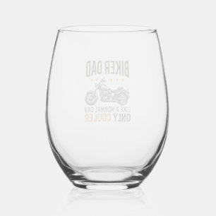 Biker Dad Vintage Motorcycle Quote Shirt_1 Stemless Wine Glass