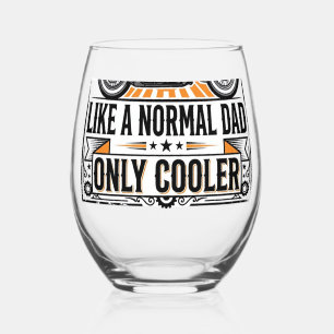 Biker Dad Vintage Motorcycle Vector Design_1 Stemless Wine Glass