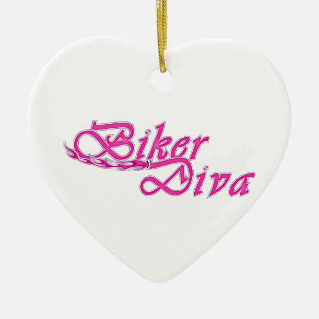 Biker Diva Ceramic Ornament (Front)