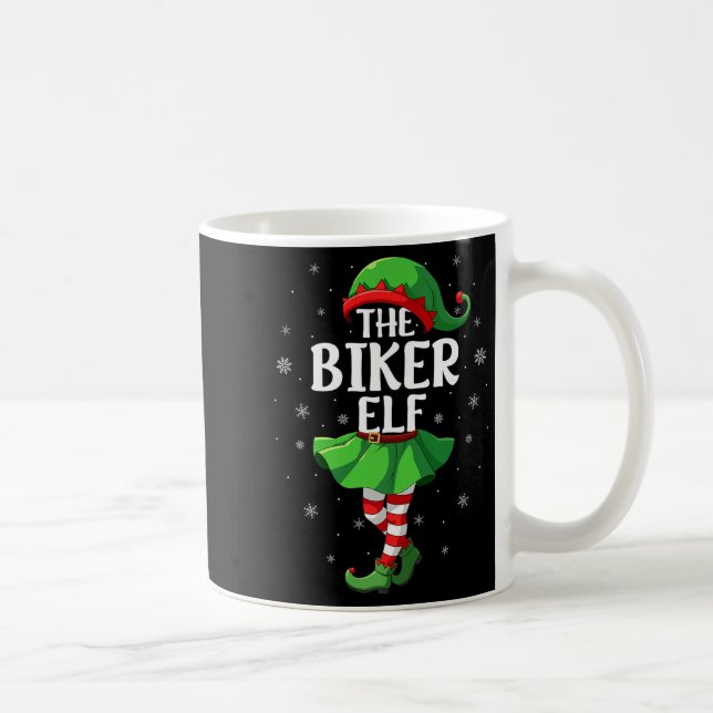 Biker Elf Christmas Girls Women Elf Squad Xmas Fam Coffee Mug (Right)