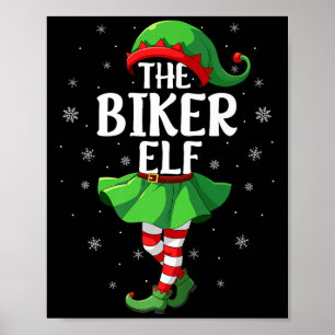 Biker Elf Christmas Girls Women Elf Squad Xmas Fam Poster