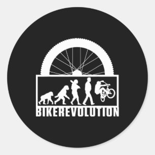Biker Evolution Cycling Bike Bmx Mtb Mountain Biki Classic Round Sticker