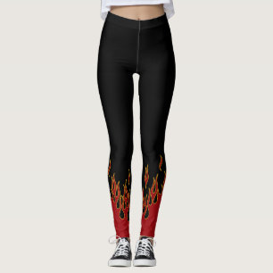 Biker Flames Red Yellow and Black Leggings