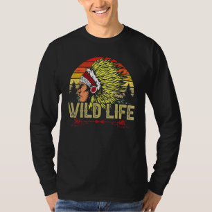 Biker  For Men Indian Native American Skull Wild L T-Shirt