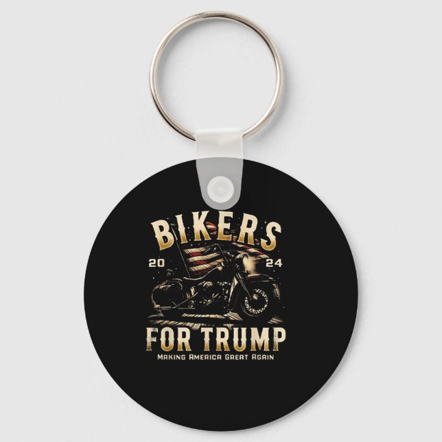 Biker For Trump 2024  Key Ring (Front)