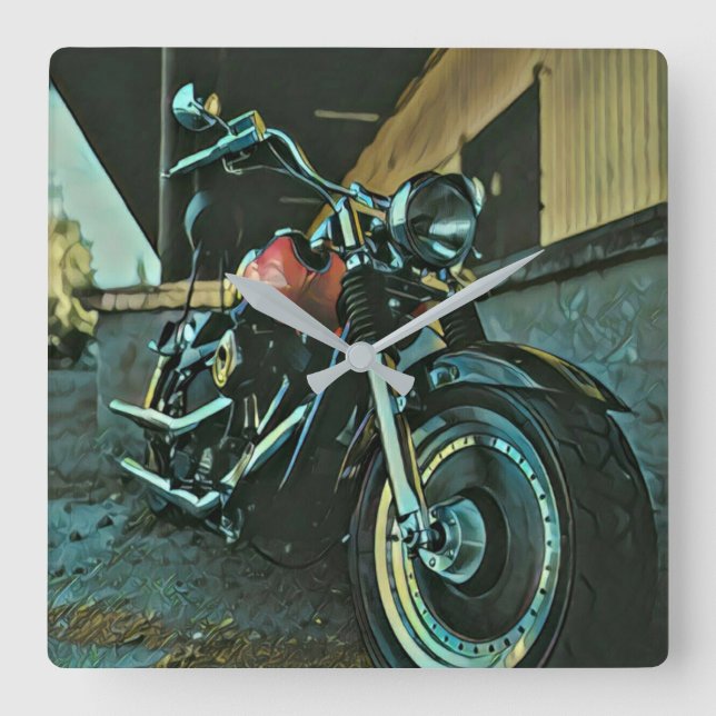 Biker gifts square wall clock (Front)