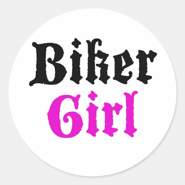 Biker Girl Classic Round Sticker (Front)