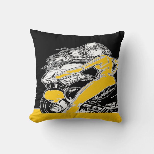 Biker Girl Pillow (Front)