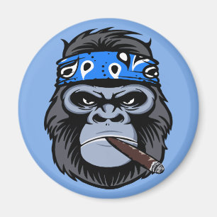Biker gorilla smoking smoking cigar animal art magnet