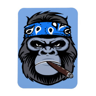 Biker gorilla smoking smoking cigar animal art magnet
