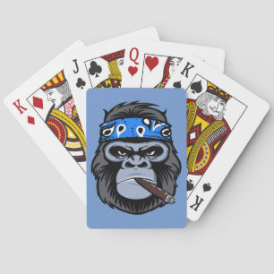 Biker gorilla smoking smoking cigar animal art playing cards