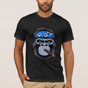 Biker gorilla smoking smoking cigar animal art T-Shirt