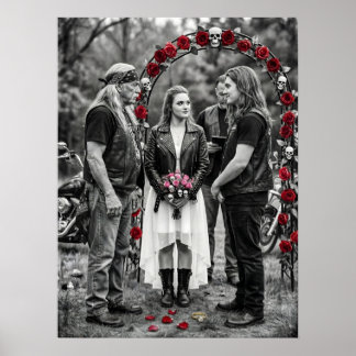 Biker Gothic Wedding Skull Rose Arch Selective Poster