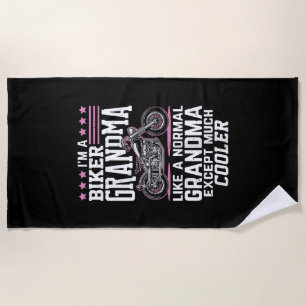 Biker Grandma - Motorbike Grandma Biker Grandma Beach Towel