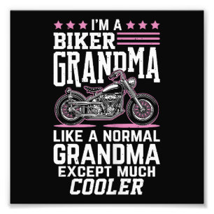 Biker Grandma - Motorbike Grandma Biker Grandma Photo Print