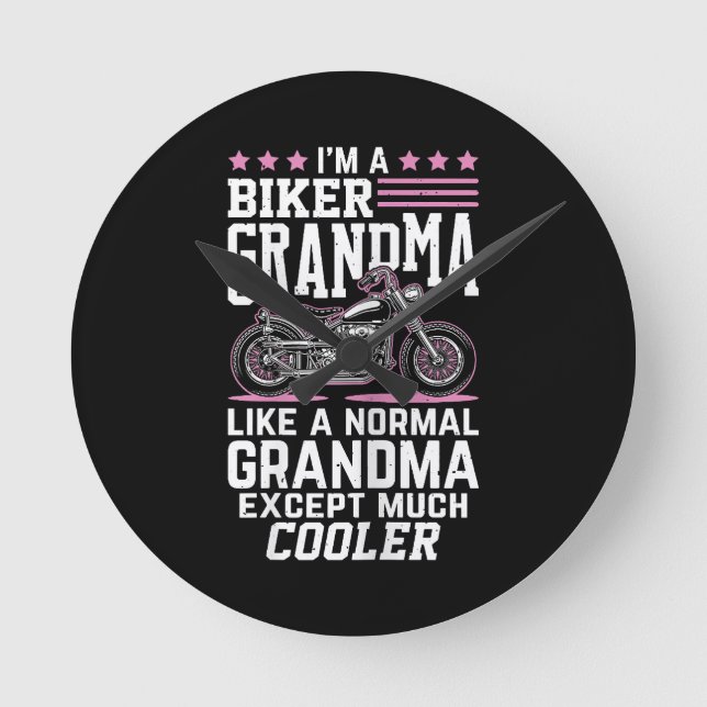 Biker Grandma - Motorbike Grandma Biker Grandma Round Clock (Front)