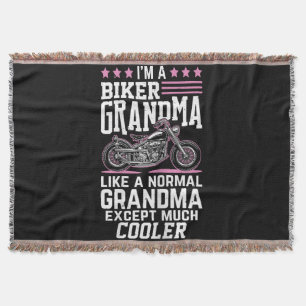 Biker Grandma - Motorbike Grandma Biker Grandma Throw Blanket