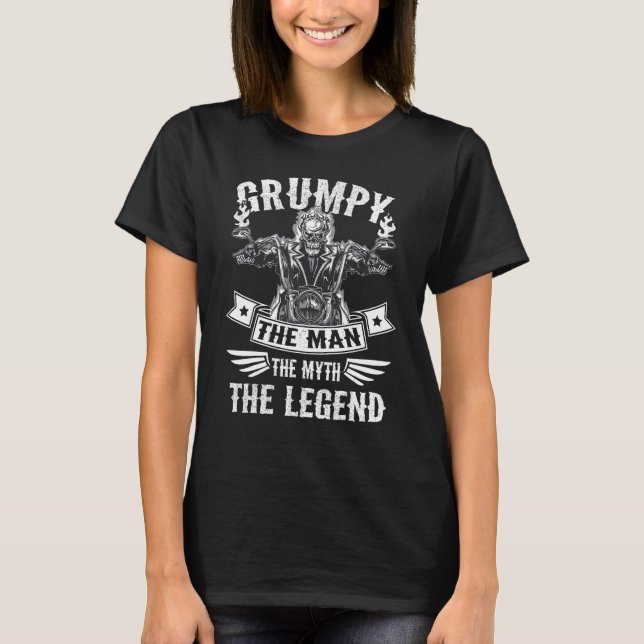 Biker Grandpa  Grumpy The Man Myth The Legend Moto T-Shirt (Front)