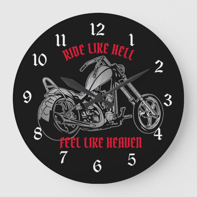 Biker Heaven   Large Clock (Front)