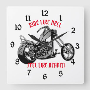 Biker Heaven White Square Wall Clock