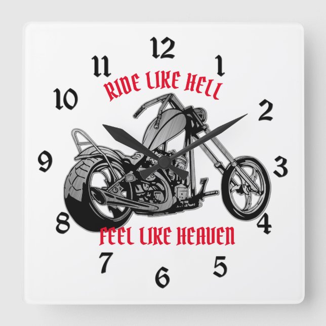 Biker Heaven White  Square Wall Clock (Front)