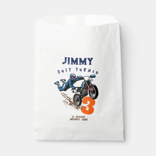 Biker Kid Dirt Stunt Bike Birthday Favour Bag (Front)