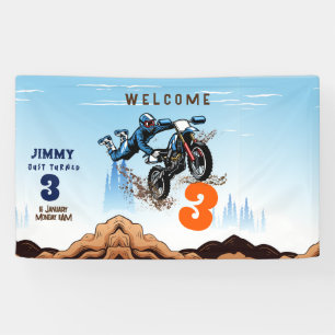Biker Kid Dirt Stunt Bike Birthday Party Banner