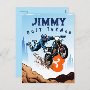 Biker Kid Dirt Stunt Bike Birthday Party Card