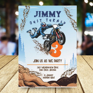 Biker Kid Dirt Stunt Bike Birthday Party Card