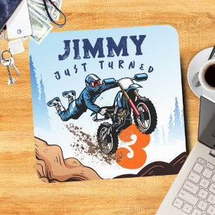 Biker Kid Dirt Stunt Bike Birthday Party Card Square Sticker