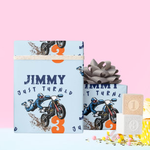 Biker Kid Dirt Stunt Bike Birthday Party Card Wrapping Paper