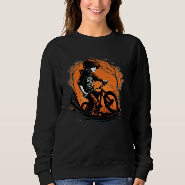 Biker Kid with Equipment for Cycling Sweatshirt (Front)