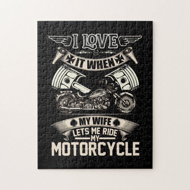 Biker Life USA Men's I Love It When My Wife Motorc Jigsaw Puzzle (Vertical)