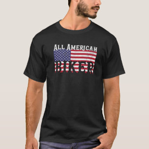 Biker Motorcycle 4th of July American Flag USA Ame T-Shirt