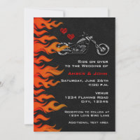 Biker Motorcycle Black Leather Flames Invitation