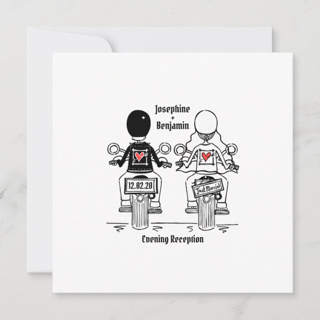 Biker Motorcycle Evening Wedding Invitation (Front)