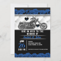 Biker Motorcycle Leather Blue Rose Wedding