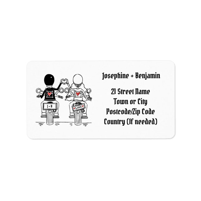 Biker Motorcycle Wedding Address Label (Front)