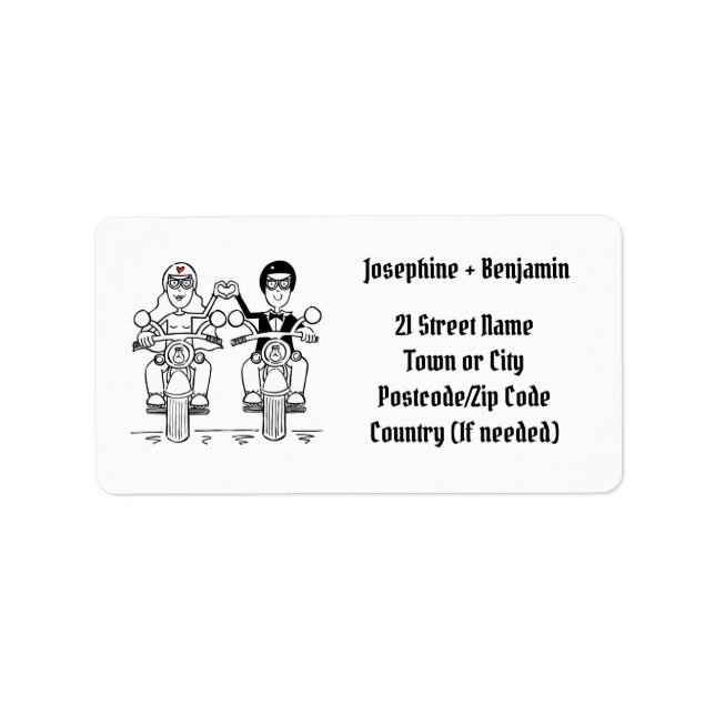 Biker Motorcycle Wedding Address Label (Front)