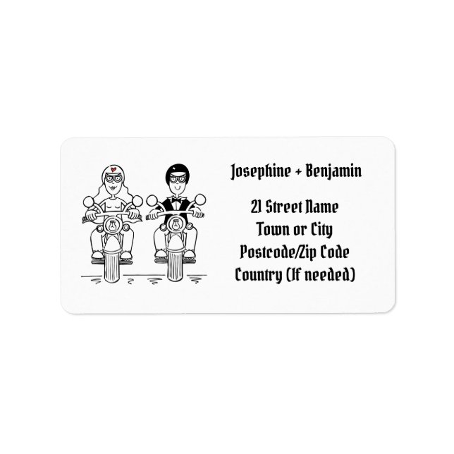 Biker Motorcycle Wedding Address Label (Front)