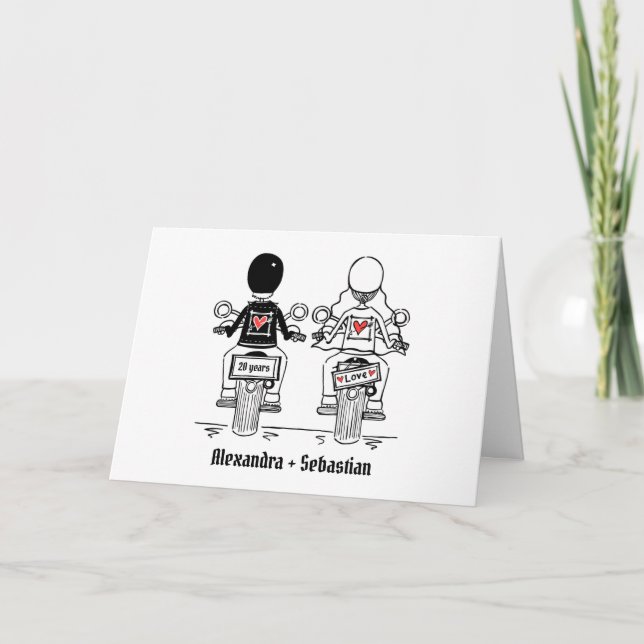 Biker Motorcycle Wedding Anniversary Card (Front)