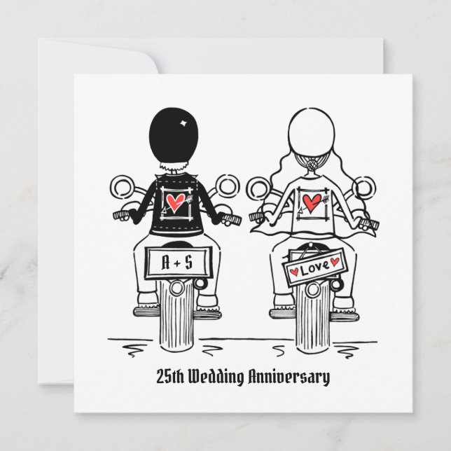 Biker Motorcycle Wedding Anniversary Invitation (Front)